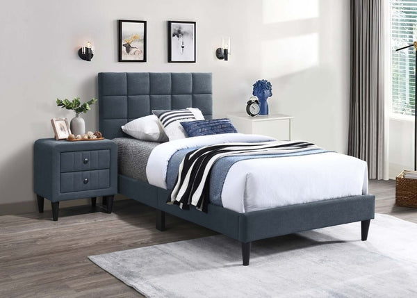 English Elm Contemporary Brushed Linen Upholstered Nightstand with Two Drawer Bedroom Storage Charcoal B011P554832