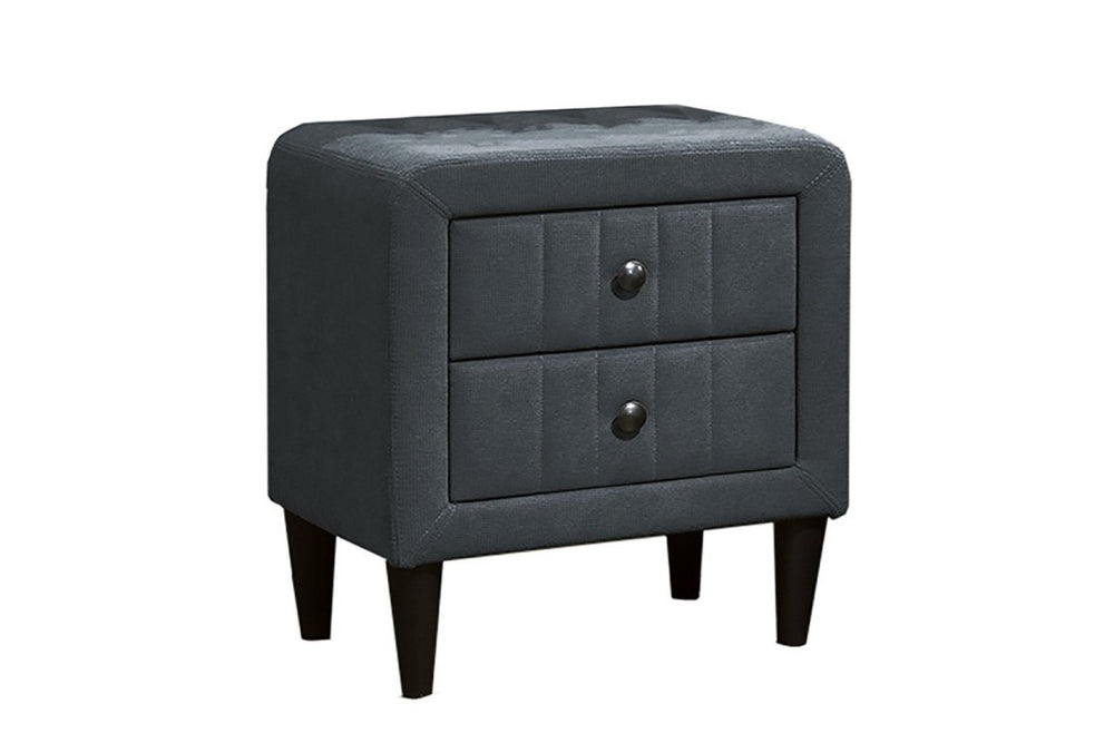 English Elm Contemporary Brushed Linen Upholstered Nightstand with Two Drawer Bedroom Storage Charcoal B011P554832