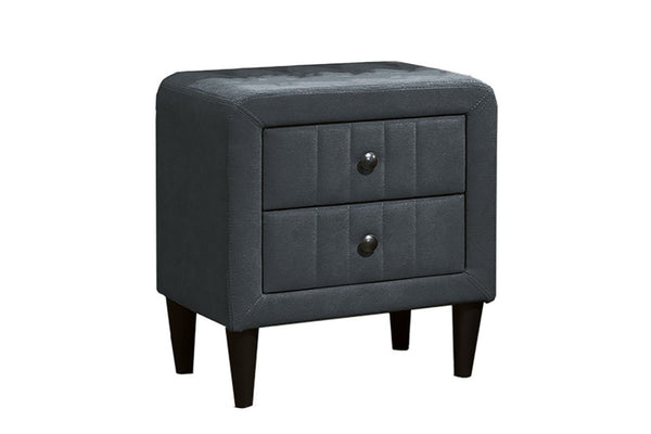 English Elm Contemporary Brushed Linen Upholstered Nightstand with Two Drawer Bedroom Storage Charcoal B011P554832