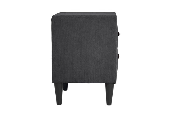 English Elm Contemporary Brushed Linen Upholstered Nightstand with Two Drawer Bedroom Storage Charcoal B011P554832