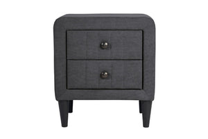 English Elm Contemporary Brushed Linen Upholstered Nightstand with Two Drawer Bedroom Storage Charcoal B011P554832