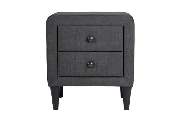 English Elm Contemporary Brushed Linen Upholstered Nightstand with Two Drawer Bedroom Storage Charcoal B011P554832