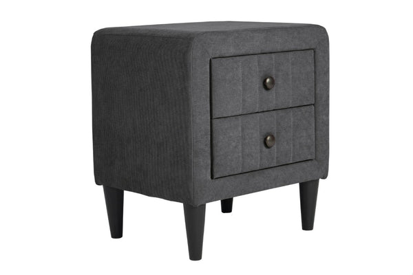 English Elm Contemporary Brushed Linen Upholstered Nightstand with Two Drawer Bedroom Storage Charcoal B011P554832