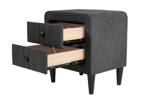 English Elm Contemporary Brushed Linen Upholstered Nightstand with Two Drawer Bedroom Storage Charcoal B011P554832