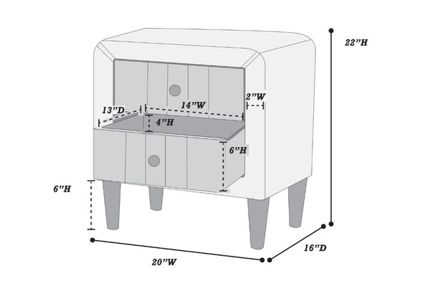 English Elm Contemporary Brushed Linen Upholstered Nightstand with Two Drawer Bedroom Storage Charcoal B011P554832