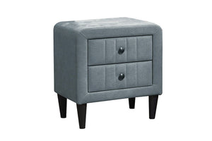 English Elm Contemporary Brushed Linen Upholstered Nightstand with Two Drawer Bedroom Storage Gray B011P554850