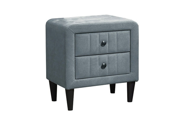 English Elm Contemporary Brushed Linen Upholstered Nightstand with Two Drawer Bedroom Storage Gray B011P554850