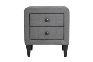 English Elm Contemporary Brushed Linen Upholstered Nightstand with Two Drawer Bedroom Storage Gray B011P554850