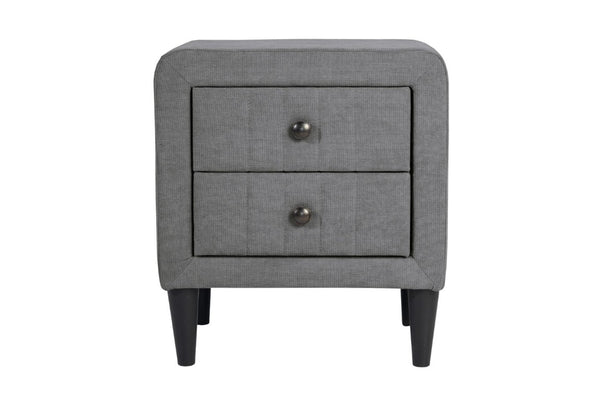 English Elm Contemporary Brushed Linen Upholstered Nightstand with Two Drawer Bedroom Storage Gray B011P554850