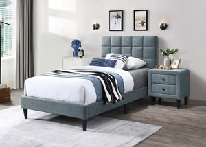 English Elm Contemporary Brushed Linen Upholstered Nightstand with Two Drawer Bedroom Storage Gray B011P554850