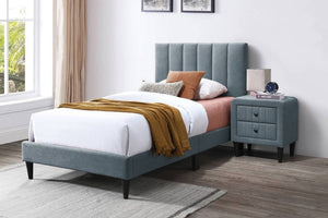 English Elm Contemporary Brushed Linen Upholstered Nightstand with Two Drawer Bedroom Storage Gray B011P554850