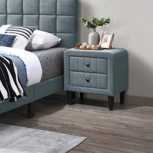 English Elm Contemporary Brushed Linen Upholstered Nightstand with Two Drawer Bedroom Storage Gray B011P554850