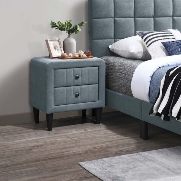 English Elm Contemporary Brushed Linen Upholstered Nightstand with Two Drawer Bedroom Storage Gray B011P554850