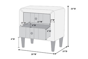 English Elm Contemporary Brushed Linen Upholstered Nightstand with Two Drawer Bedroom Storage Gray B011P554850
