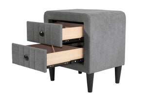 English Elm Contemporary Brushed Linen Upholstered Nightstand with Two Drawer Bedroom Storage Gray B011P554850