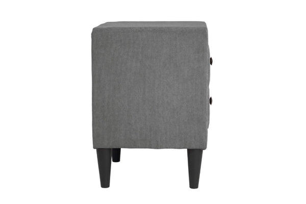English Elm Contemporary Brushed Linen Upholstered Nightstand with Two Drawer Bedroom Storage Gray B011P554850