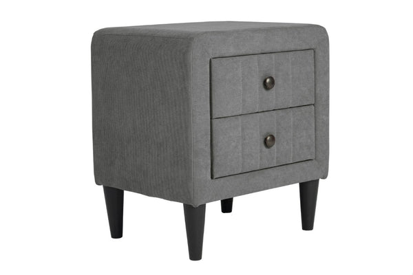 English Elm Contemporary Brushed Linen Upholstered Nightstand with Two Drawer Bedroom Storage Gray B011P554850