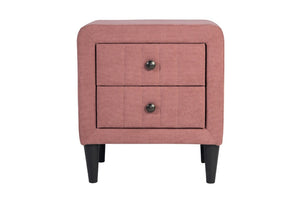 English Elm Contemporary Brushed Linen Upholstered Nightstand with Two Drawer Bedroom Storage Pink B011P554854