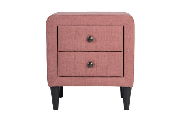 English Elm Contemporary Brushed Linen Upholstered Nightstand with Two Drawer Bedroom Storage Pink B011P554854