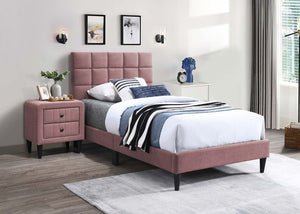 English Elm Contemporary Brushed Linen Upholstered Nightstand with Two Drawer Bedroom Storage Pink B011P554854