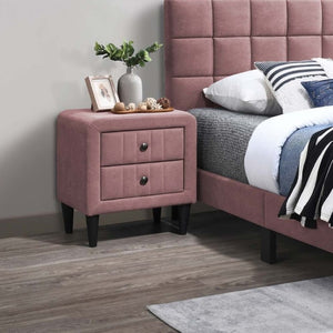 English Elm Contemporary Brushed Linen Upholstered Nightstand with Two Drawer Bedroom Storage Pink B011P554854