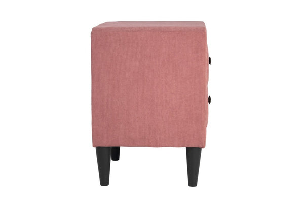 English Elm Contemporary Brushed Linen Upholstered Nightstand with Two Drawer Bedroom Storage Pink B011P554854