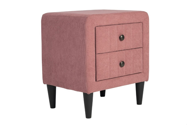 English Elm Contemporary Brushed Linen Upholstered Nightstand with Two Drawer Bedroom Storage Pink B011P554854