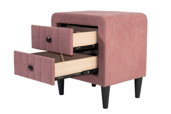 English Elm Contemporary Brushed Linen Upholstered Nightstand with Two Drawer Bedroom Storage Pink B011P554854