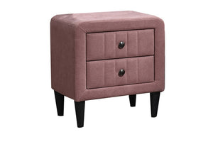 English Elm Contemporary Brushed Linen Upholstered Nightstand with Two Drawer Bedroom Storage Pink B011P554854