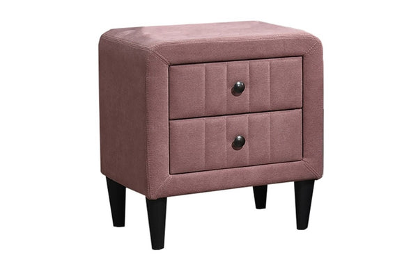 English Elm Contemporary Brushed Linen Upholstered Nightstand with Two Drawer Bedroom Storage Pink B011P554854