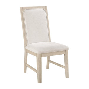 English Elm Beige Fabric Dining Chairs Set of 2 with Arched Back and Wood Grain Frame B011P555608
