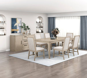 English Elm Beige Fabric Dining Chairs Set of 2 with Arched Back and Wood Grain Frame B011P555608