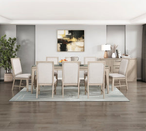English Elm Beige Fabric Dining Chairs Set of 2 with Arched Back and Wood Grain Frame B011P555608
