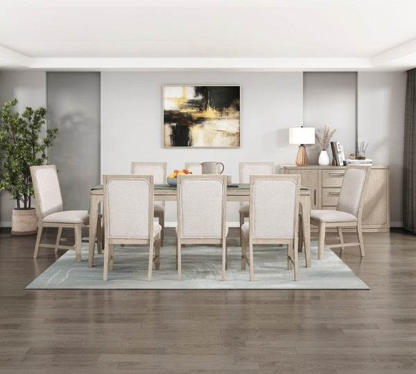 English Elm Beige Fabric Dining Chairs Set of 2 with Arched Back and Wood Grain Frame B011P555608