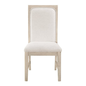 English Elm Beige Fabric Dining Chairs Set of 2 with Arched Back and Wood Grain Frame B011P555608
