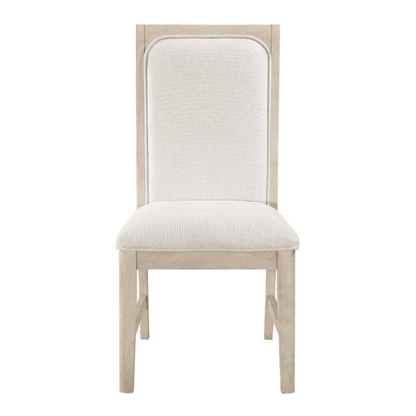 English Elm Beige Fabric Dining Chairs Set of 2 with Arched Back and Wood Grain Frame B011P555608
