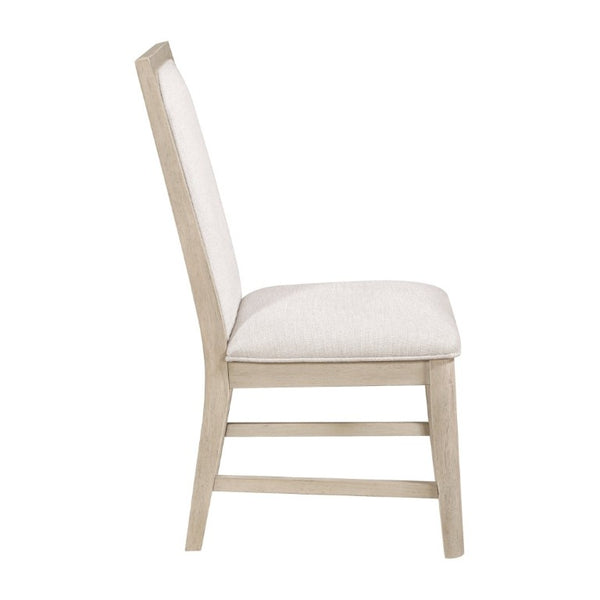 English Elm Beige Fabric Dining Chairs Set of 2 with Arched Back and Wood Grain Frame B011P555608
