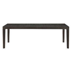English Elm Black Oak Veneer Extendable Dining Table Seats Eight with Matte Grain Finish B011P555617