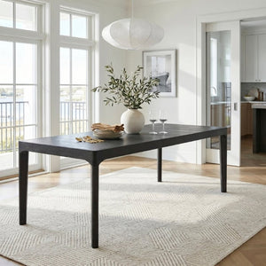 English Elm Black Oak Veneer Extendable Dining Table Seats Eight with Matte Grain Finish B011P555617