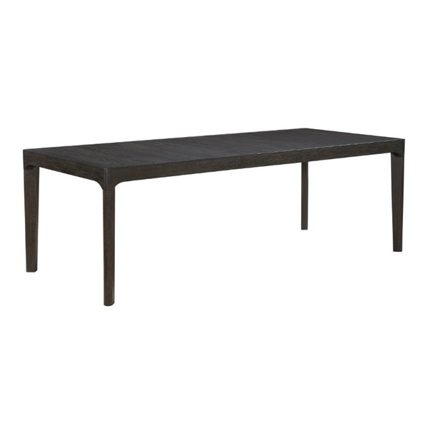 English Elm Black Oak Veneer Extendable Dining Table Seats Eight with Matte Grain Finish B011P555617