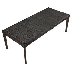 English Elm Black Oak Veneer Extendable Dining Table Seats Eight with Matte Grain Finish B011P555617