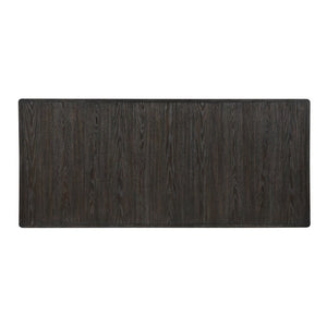 English Elm Black Oak Veneer Extendable Dining Table Seats Eight with Matte Grain Finish B011P555617