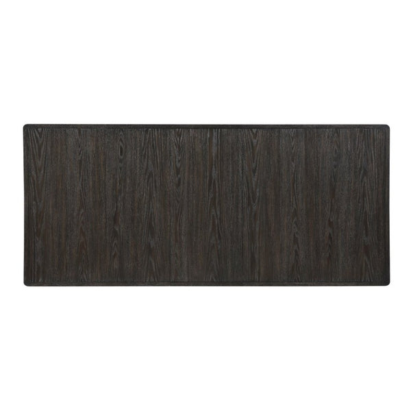 English Elm Black Oak Veneer Extendable Dining Table Seats Eight with Matte Grain Finish B011P555617