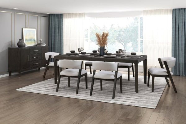 English Elm Black Oak Veneer Extendable Dining Table Seats Eight with Matte Grain Finish B011P555617