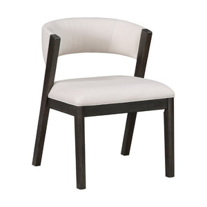 English Elm Black Wood Frame Dining Side Chairs Set of 2 Beige Upholstered Curved Open Back B011P555618
