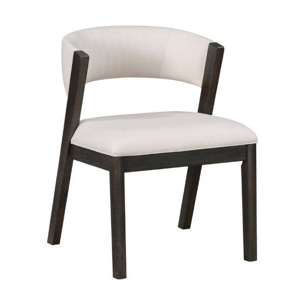 English Elm Black Wood Frame Dining Side Chairs Set of 2 Beige Upholstered Curved Open Back B011P555618