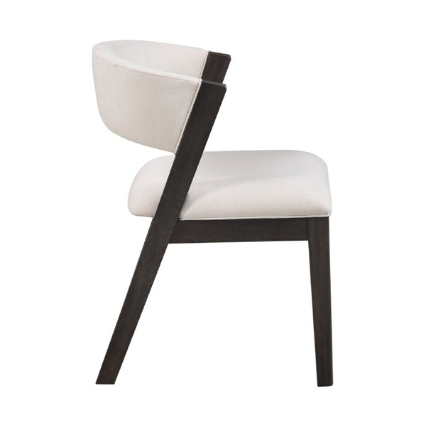English Elm Black Wood Frame Dining Side Chairs Set of 2 Beige Upholstered Curved Open Back B011P555618
