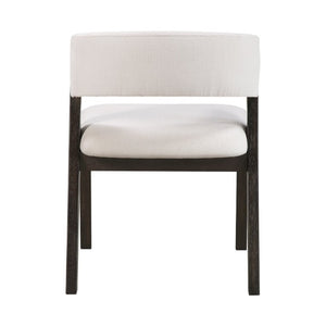 English Elm Black Wood Frame Dining Side Chairs Set of 2 Beige Upholstered Curved Open Back B011P555618