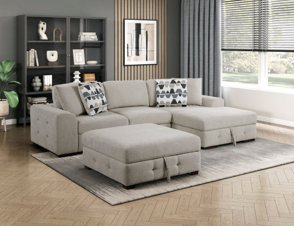 English Elm Modern Tufted Chenille Storage Ottoman with Espresso Legs for Stylish Living Rooms B011P555708