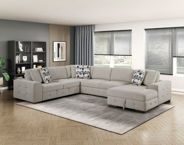 English Elm Modern Tufted Chenille Armless Sectional Chair with Espresso Wood Legs for Living Room B011P555710